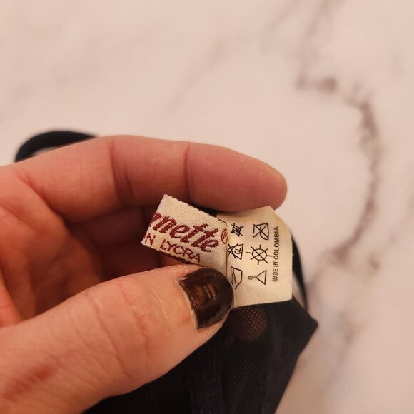 Vintage Lace Bra Navy Blue Embroidered Floral Lingerie Annette Size 34B - Picture 6 of 7